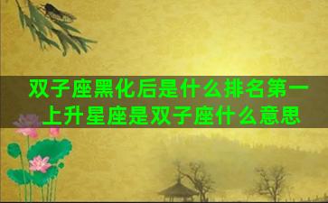 双子座黑化后是什么排名第一 上升星座是双子座什么意思